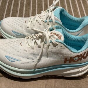 Hoka Women's White and Aqua Athletic Shoes